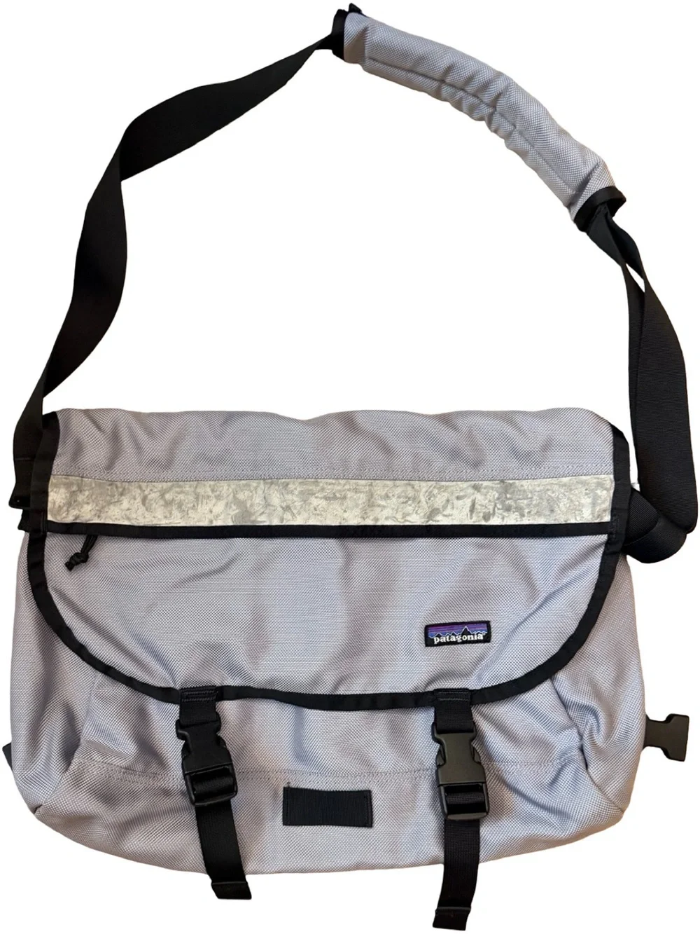 Vintage Patagonia Half Messenger Bag Gray Reflective Stripe Y2K Utility